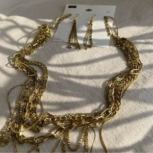 Gold-tone necklace set + bonus bracelet
